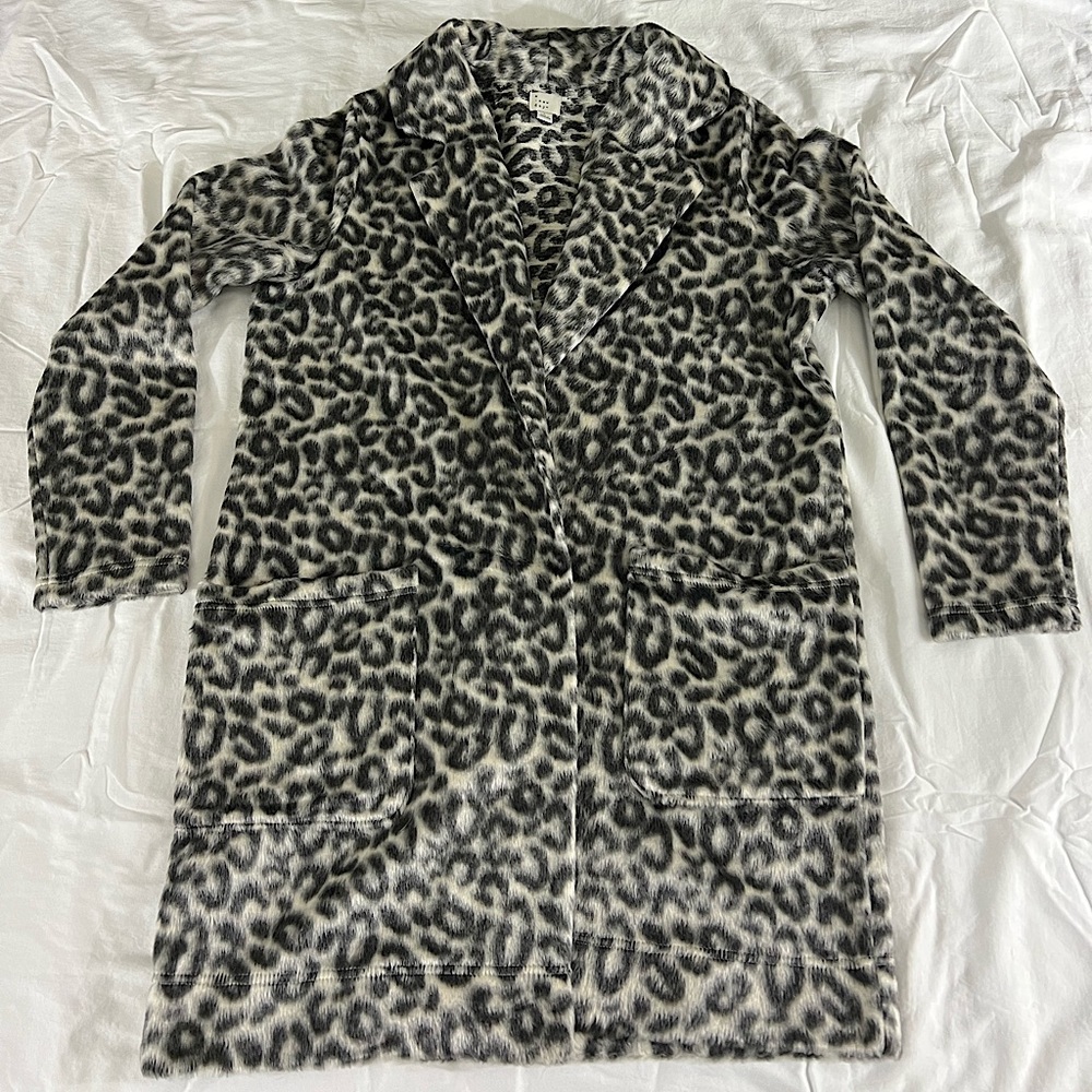 Grey Cheetah print coat.